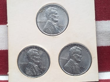 (3) 1943 Steel Lincoln Wheat Cents