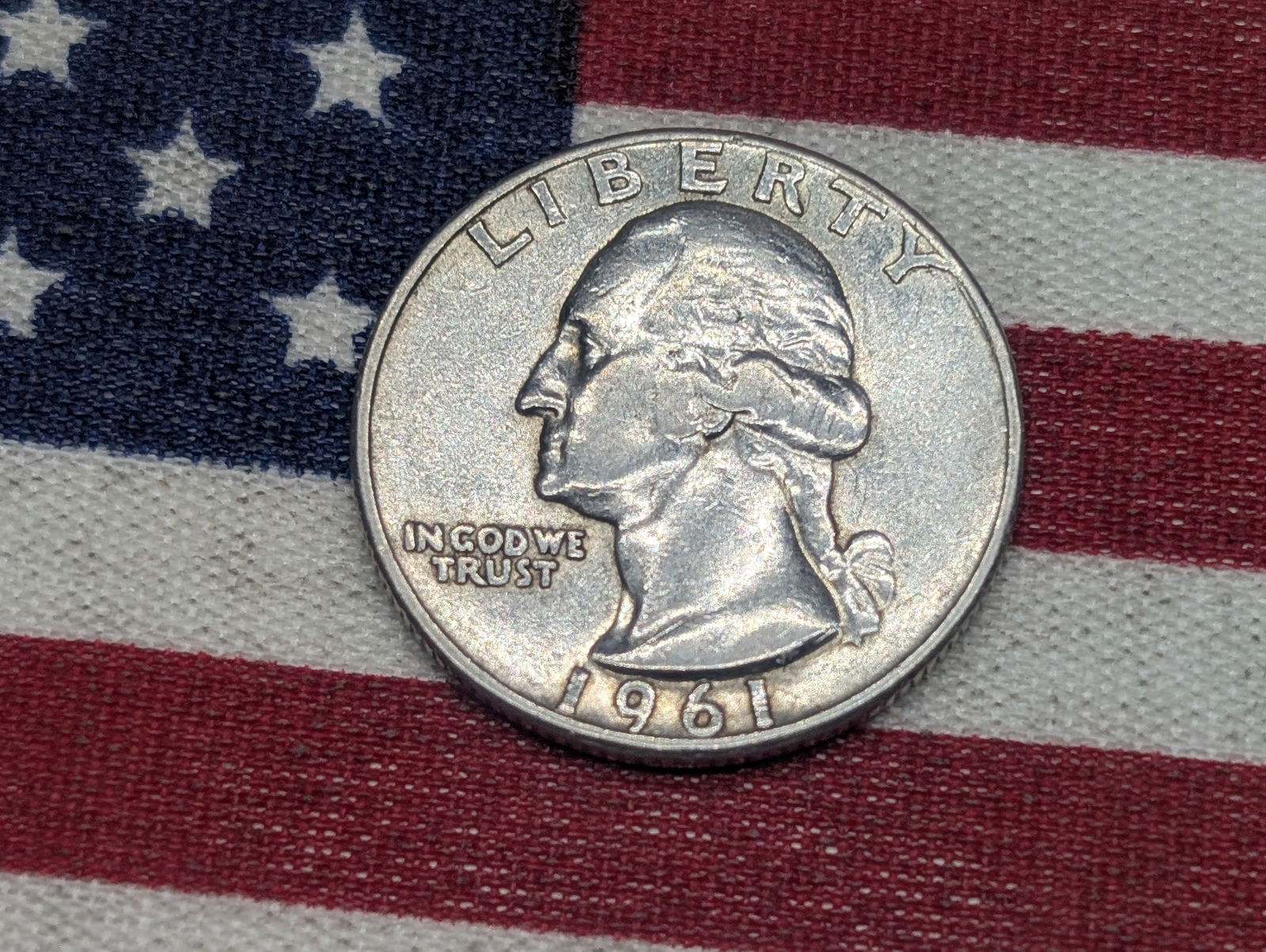 1961 P, 90% Silver Washington Quarter, 64 Years Old (1 of 2)