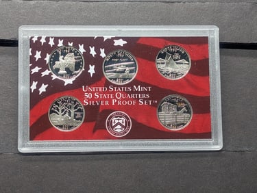 2001-S U.S. Mint Silver 10 Coin Proof Set, 7 Coins are 90% Silver, in OGP with COA