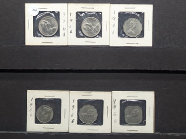 (6) 1966 Mixed Denominations Bahama Islands Coins