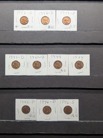 (10) 1940's Lincoln Wheat Cents, Carded