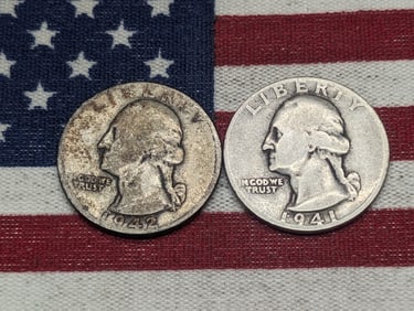 1941 & 1942 Silver Washington Quarters