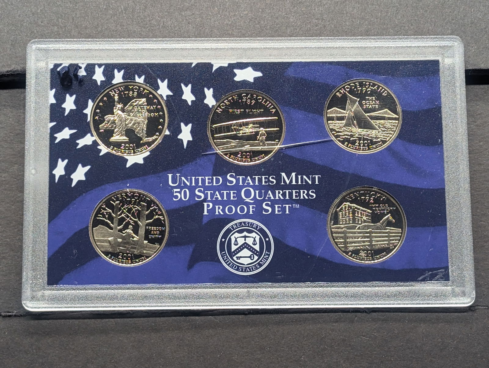 2001-S U.S. Mint Fifty State Quarters Proof Set, 5 Coins (1 of 2)