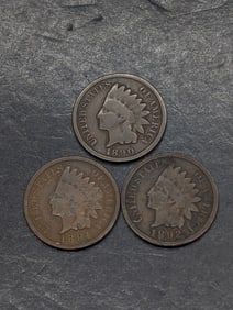 1891, 1892, 1890 Indian Head Cents
