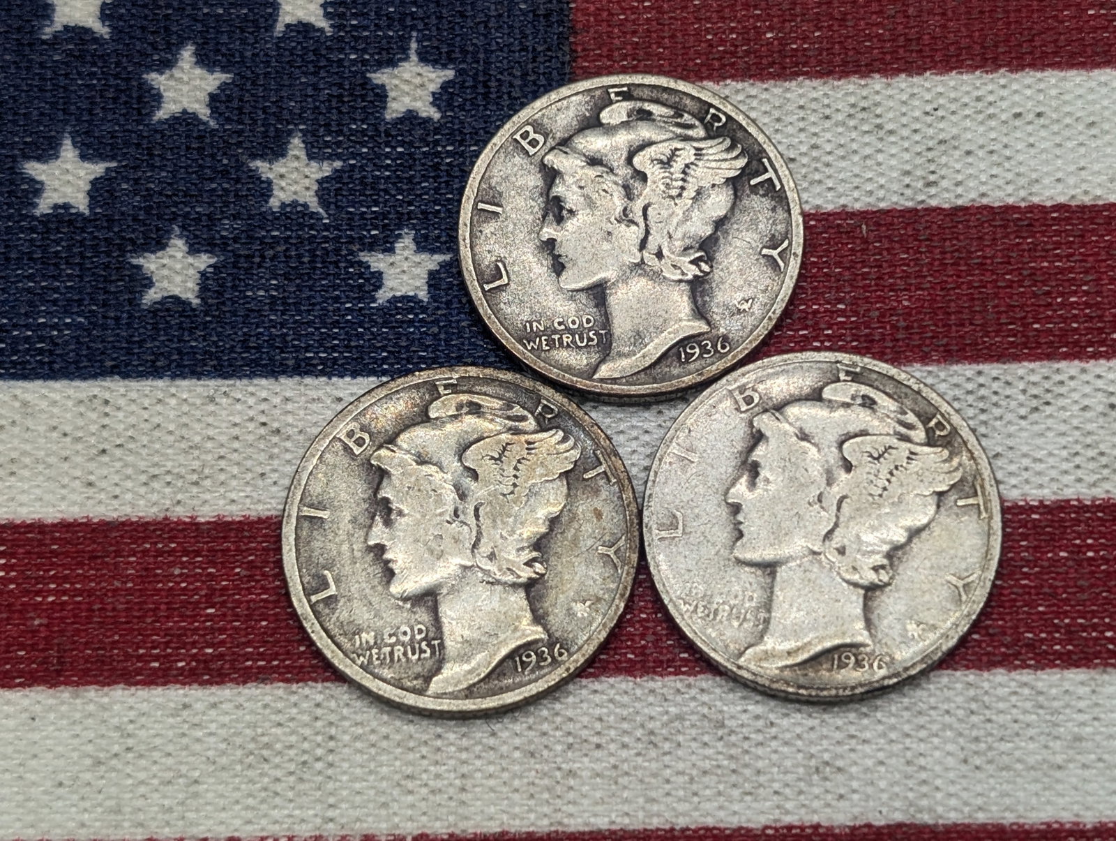 1936 P, D, & S Mercury Dimes: 1936 P, D, & S Mercury Dimes