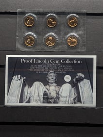 (6) Proof Coins, 1956, 1957, 1958, Lincoln Wheat Cents,  1959, 1960, & 1961  Lincoln Memorial  Cents