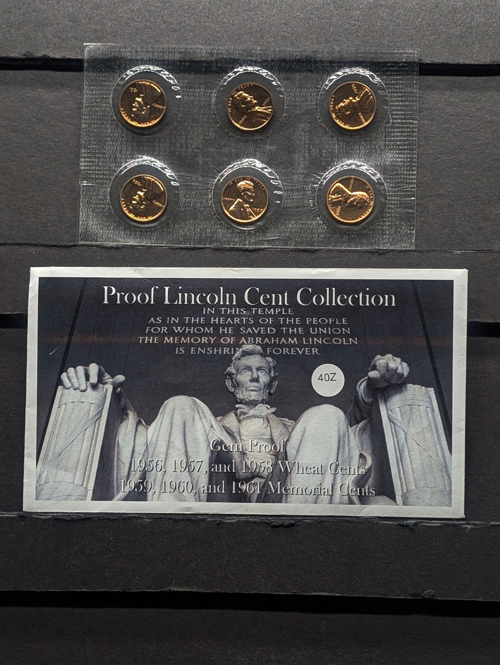 (6) Proof Coins, 1956, 1957, 1958, Lincoln Wheat Cents,  1959, 1960, & 1961  Lincoln Memorial  Cents (1 of 3)