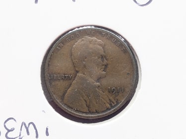 1911-S Lincoln Wheat Cent Semi Key