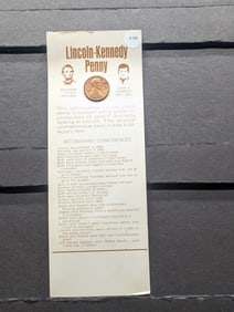 1977-D Lincoln / Kennedy Cent On Informational Card