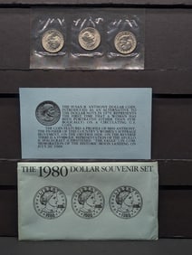 1980 P,D & S Susan B. Anthony Dollar Souvenir Set In OGP
