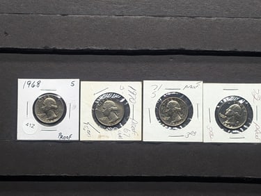 1968-S, 1970-S, 1971-S, 1972-S "Proof" Washington Quarters