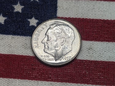 1959 D, 90% Silver BU Roosevelt Dime, 66 Years Old