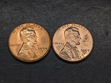 1957-D (Unc) & 1954-S "Proof" Lincoln Wheat Cents