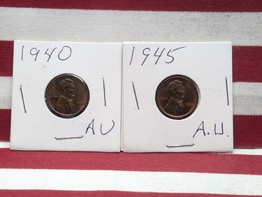 1940 & 1945 Lincoln Wheat Cent AU