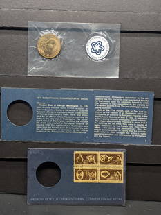 George Washington American Revolution Medal With First Day Issue Four Block Stamps: George Washington American Revolution Medal With First Day Issue Four Block Stamps