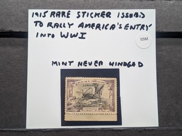1915 Sticker Issued To Rally America's Entry Into WWI, Mint, Never Hinged