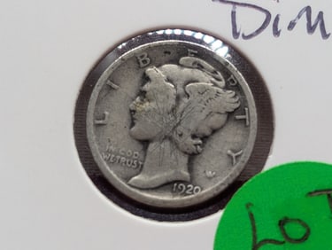 1920 Mercury Dime, Scratched Reverse