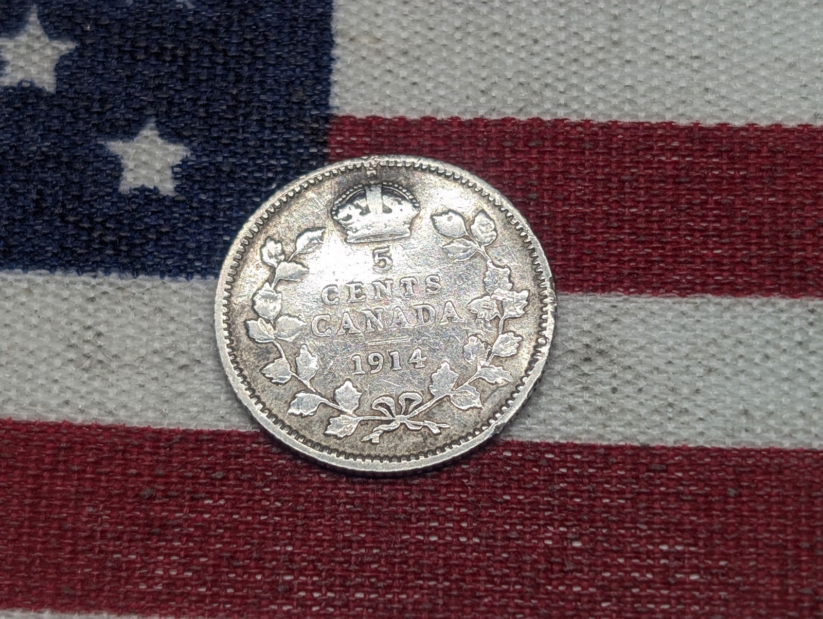 1914, .925% Sterling Silver-Great Details, Canada 5c, 111 Years Old! (1 of 2)