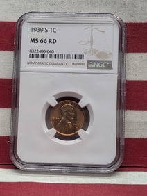 1939-S Lincoln Wheat Cent NGC MS66 RD