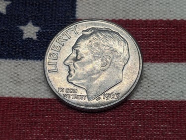 1963 D, 90% Silver BU Roosevelt Dime, 62 Years Old