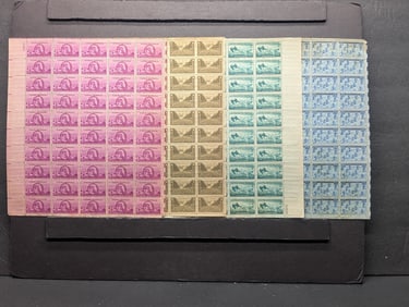 (4) U.S. Postal Sheets, All Mint, Original Gum, Never Hinged. Florida Centennial, US Army, US Coast
