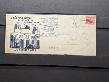 1947 First Helicopter Mail Service Cachet