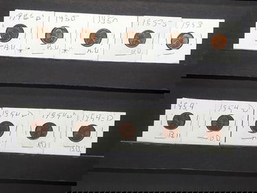10- Lincoln Wheat Cents, 1946-D, (2)1950's, 1953-P&S, 1954-P, (4) 1954-D