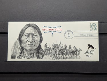 1989 Sitting Bull Cachet First Day Of Issue Autographed By Artist Paul Calle 98 of 2500