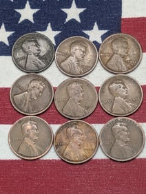 1916-D, 191?-D, (7) 1917 PD & S Lincoln Wheat Cents