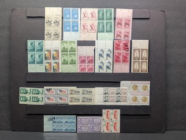 (20) Assorted Plate Blocks, All Mint, Original Gum, Never Hinged.