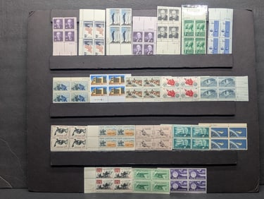 (20) Assorted Plate Blocks, All Mint, Original Gum, Never Hinged.