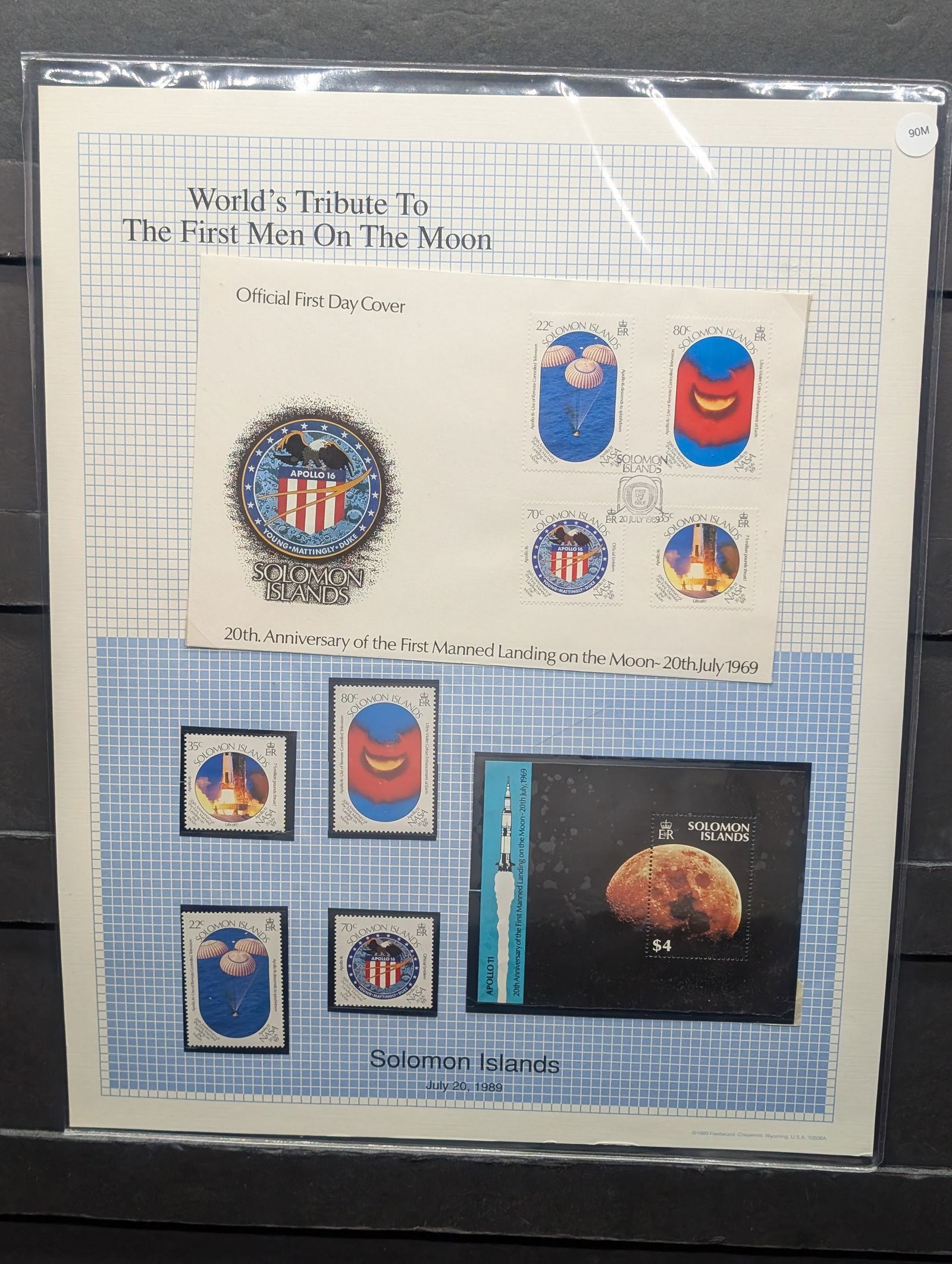 Solomon Islands Tribute To U.S. First Men On The Moon, All Mint, Original Gum, Never Hinged (1 of 3)