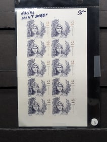 Two Dollar U.S. Mint Sheet, All Mint, Original Gum, Never Hinged