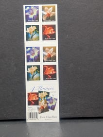 2000 Mint Plate Block Booklet Pane, Mint, Original Gum, Never Hinged, Flowers