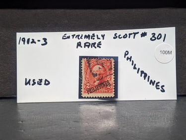 1902-3 Washington Stamp With Philippine Over Stamp, Scott # 301