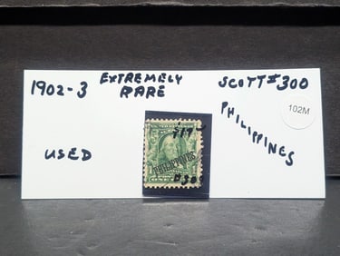 1902-3 Franklin Stamp With Philippine Over Stamp, Scott # 300