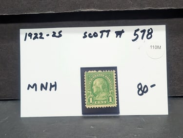 1922-1925 Franklin U.S. Stamp, Scott # 578, Mint, Never Hinged