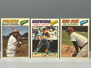 1977 Topps Cloth Stickers Willie Stargell #45, Robin Yount #54, & Carl Yastrzemski #53