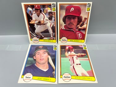Lot of (4) 1982 Donruss Baseball Star Player Cards - Varying Conditions - Pete Rose, Mike Schmidt,