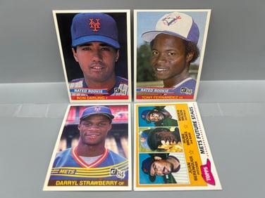 Lot of (4) 1980s Baseball Rookie Cards W/ Darryl Strawberry RC - Varying Conditions