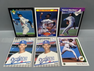 Lot of (6) Pedro Martinez & Ramon Martinez Baseball Rookie Cards - Varying Conditions