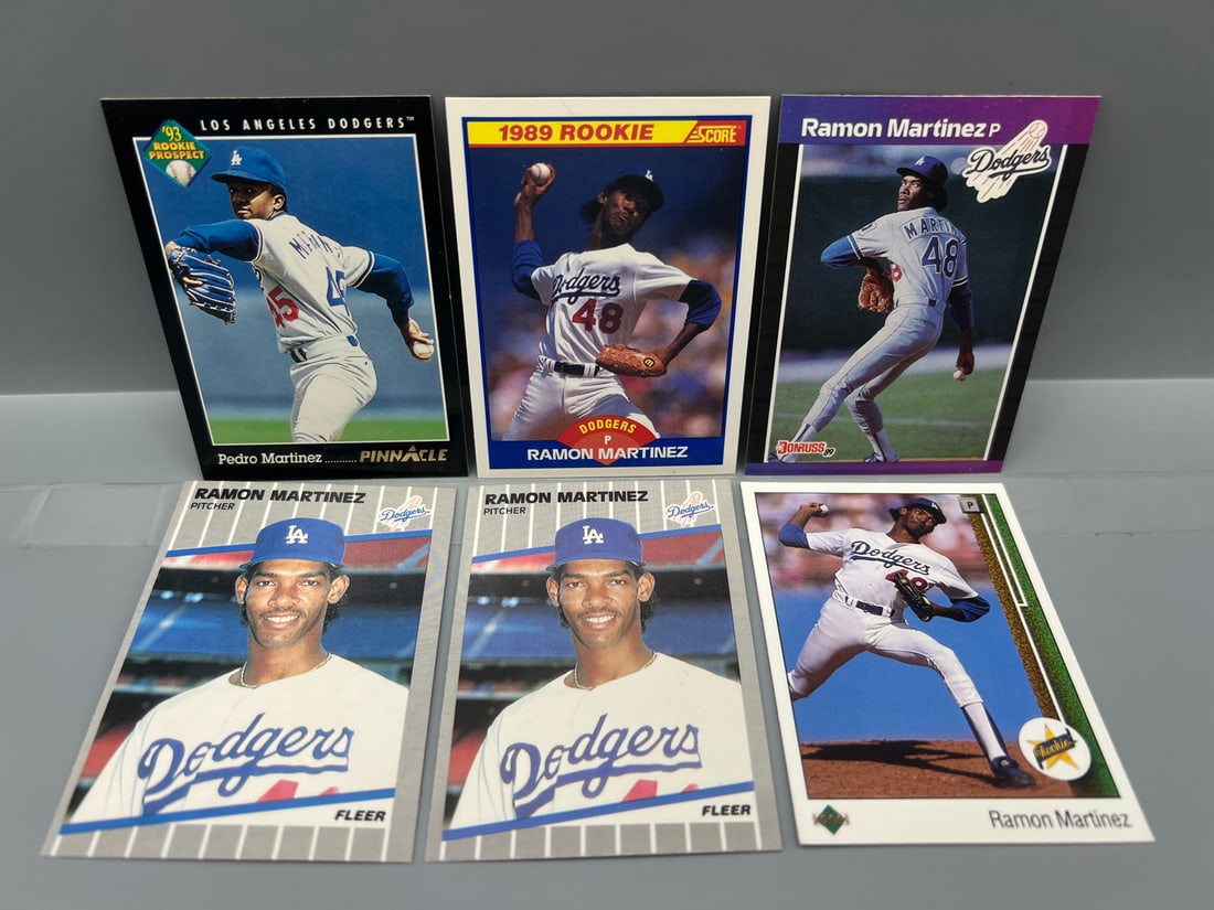 Lot of (6) Pedro Martinez & Ramon Martinez Baseball Rookie Cards - Varying Conditions (1 of 2)
