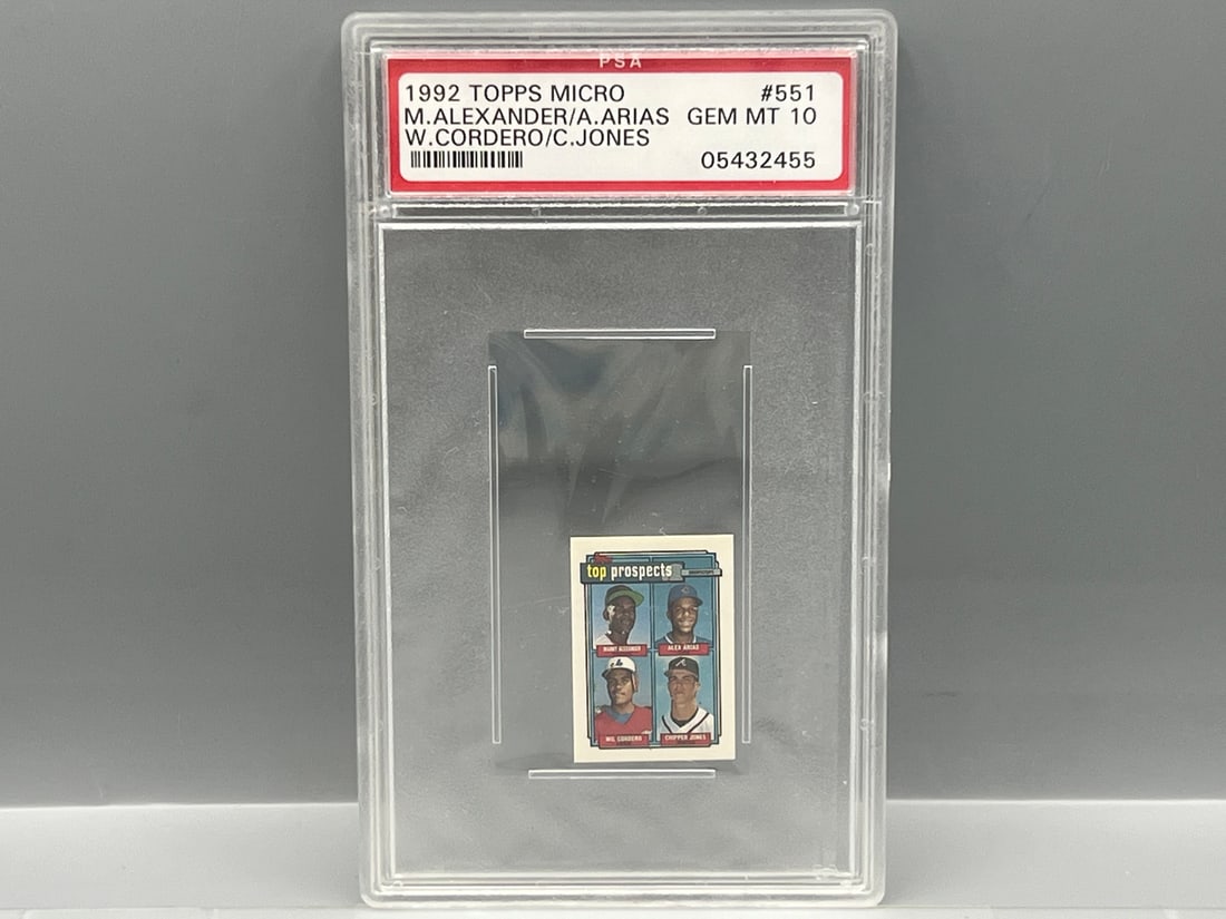 1992 Topps Micro Chipper Jones Prospect/RC #551 PSA Gem Mint 10 - Pop 24 (1 of 2)