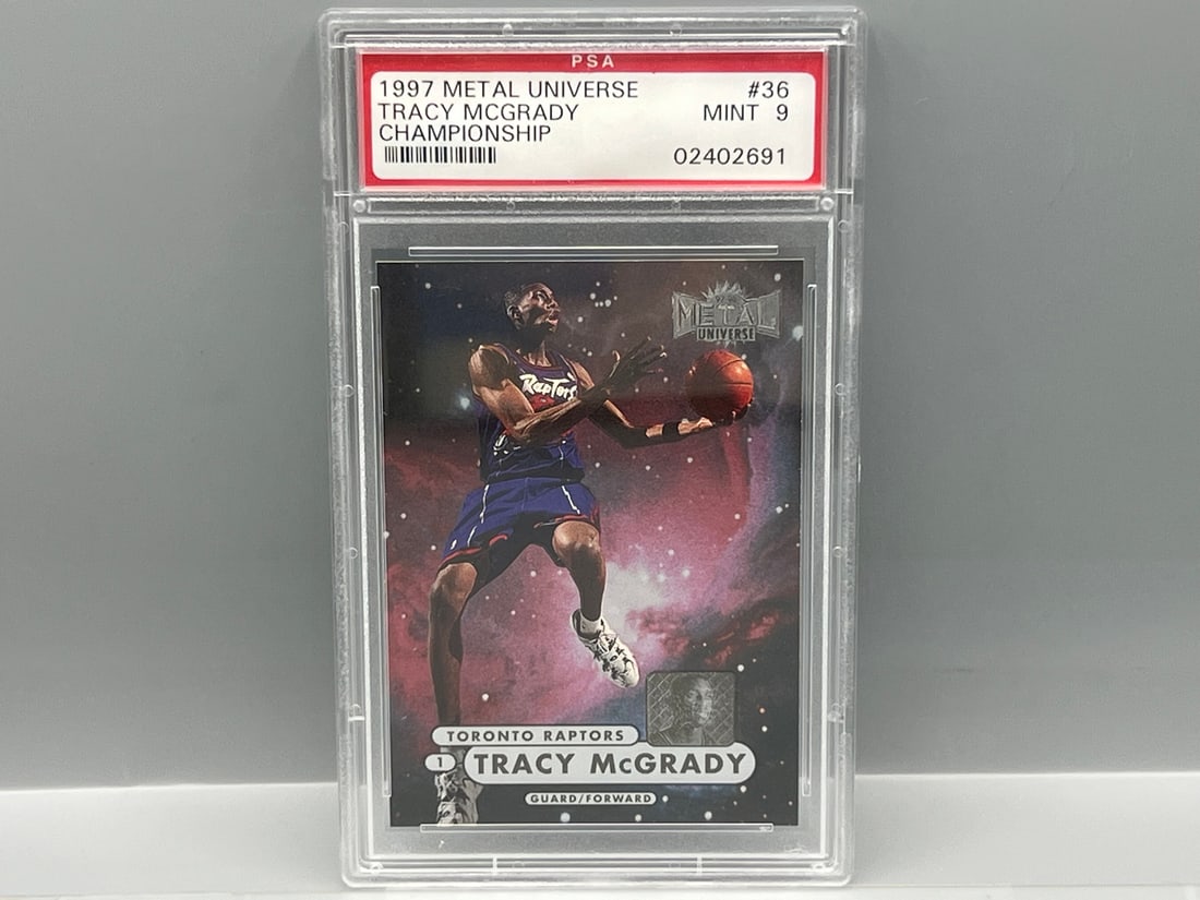 1997 Metal Universe Tracy McGrady Championship RC #36 PSA Mint 9 (1 of 2)