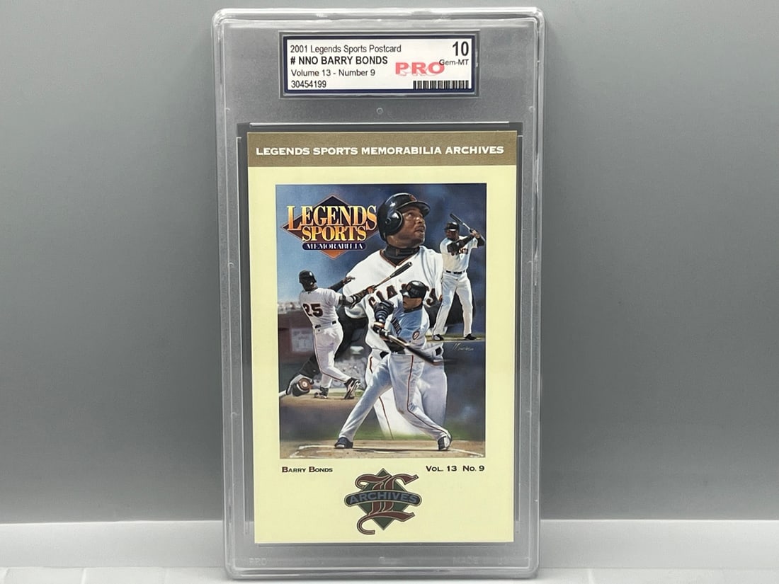 2001 Legends Sports Postcard Barry Bonds Vol. 13 Num. 9 - Slabbed By Pro Grading (1 of 2)