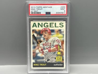 2013 Topps Heritage Mike Trout Action Variation #430 PSA Mint 9 - Tough card
