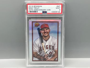 2019 Bowman Mike Trout 30th Anniversary Chrome Refractor #MT PSA Mint 9