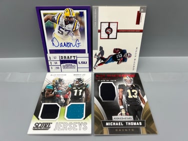Lot of (4) Assorted Football Auto & Relic Cards - Varying Conditions