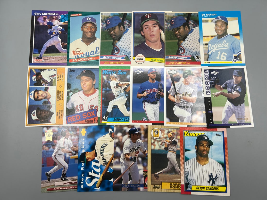 Lot of (17) Assorted Baseball Star Player Rookie/Prospect Cards - Bo Jackson, Barry Bonds, Roger (1 of 5)