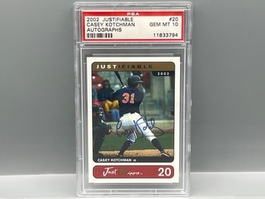 2002 Justifiable Casey Kotchman Minor League Prospect/RC Autograph #20 PSA Gem Mint 10